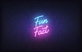 Fun Fact neon sign. Glowing neon lettering Fun Fact template