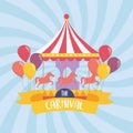 Fun fair carnival carousel and balloons recreation entertainment