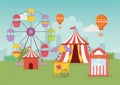 Fun fair carnival tent air balloon booth tickets ferris wheel recreation entertainment
