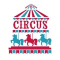 Fun fair, circus or carnival isolated icons, merry-go-round