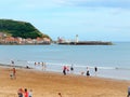 Fun fair and harbor at Scarborough, Yorkshire, UK