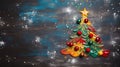 Abstract finger painting of Christmas tree background with copy text space Royalty Free Stock Photo