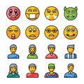 Emojis and Avatars Flat Icons