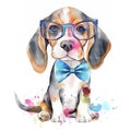 Fun and Fluffy: Beagle Puppy in a Pastel Headband for your Design Needs AI Generated