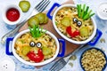 Fun food idea for kids - american mac and cheese Royalty Free Stock Photo