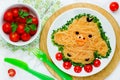 Fun food idea for kids - cute yellow chicken rice noodles