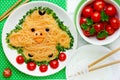 Fun food idea for kids - cute yellow chicken rice noodles