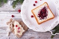 Fun food for kids and adults to toast the festive lunch on Christmas New Year of white bread in the shape trees Royalty Free Stock Photo