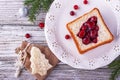 Fun food for kids and adults to toast the festive lunch on Christmas New Year of white bread in the shape trees Royalty Free Stock Photo