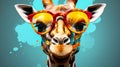 Fun and Friendly Cartoon Giraffe with Sunglasses