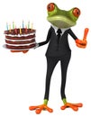 Fun frog with a birthday cake - 3D Illustration