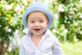 Fun, funny child face. Beautiful fun day for cute little boy in nature. Only fun is on my mind. Adorable baby having fun Royalty Free Stock Photo