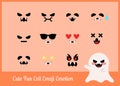 Funny Creepy Spooky Evil Skull Ghost Emoji Face Emotion Emoticon vector illustration