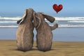 Elephant, Love, Romance, Beach, Ocean, Valentine, Sea