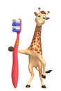 Fun Giraffe cartoon character with tooth brush