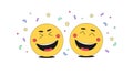 Fun, gladness and humor with comic Emoji character. Cartoon laughing emoticons