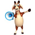 Fun Goat cartoon character with loudspeaker