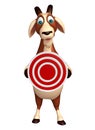 Fun Goat cartoon character with target sign Royalty Free Stock Photo