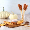 Fun Halloween witches broomstick appetizers