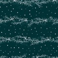 Fun hand drawn christmas branches seamless pattern with stars and ribbons - vector surface design Royalty Free Stock Photo