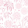 Fun hand drawn doodle fireworks, seamless pattern, great for textiles, wrapping, banner, wallpapers - vector design