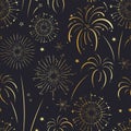 Fun hand drawn doodle fireworks, seamless pattern, great for textiles, wrapping, banner, wallpapers - vector design