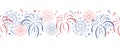 Fun hand drawn firework seamless pattern in red, blue white colors, party background, great for Independence day, fabrics, banners Royalty Free Stock Photo