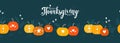 Fun hand drawn horizontal seamless pattern with pumpkins, great for Halloween, Thanksgiving, textiles, banners, wallpapers - Royalty Free Stock Photo