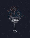 Fun hand drawn New Years Party doodles - cute hand writing and firework - vector design