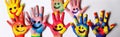 finger fun paint child artist colorful concept smile art hand. Generative AI.
