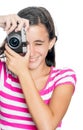 Fun happy young girl taking a photo Royalty Free Stock Photo