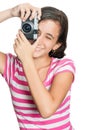 Fun happy young girl taking a photo Royalty Free Stock Photo