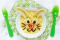 Fun and healthy breakfast idea for kids - Easter bunny millet porridge