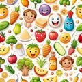 Fun and healthy food pattern Royalty Free Stock Photo