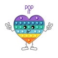 Fun heart pop it character kawaii. Vector illustration. Royalty Free Stock Photo