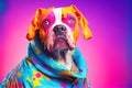 Funny abstract colorful fahion pet dog animal model