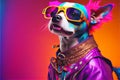 Rockstar pet dog colorful fashion Royalty Free Stock Photo