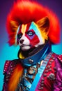 Rockstar anthropomorphic red panda animal model rainbow colorful Royalty Free Stock Photo