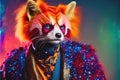 Rockstar anthropomorphic red panda model rainbow