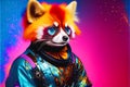 Rockstar anthropomorphic red panda model rainbow