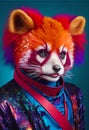 Rockstar anthropomorphic red panda model rainbow