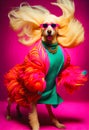 Dog portrait studio fashion model shoot colorful Royalty Free Stock Photo