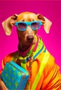 Colorful bold fashion model dog Royalty Free Stock Photo