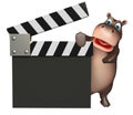 Fun Hippo cartoon character with clapboard