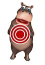 Fun Hippo cartoon character with target Royalty Free Stock Photo