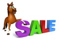 fun Horse cartoon character with sale sign