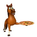 fun Horse cartoon character wirh pizza