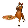 fun Horse cartoon character wirh pizza