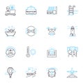 Fun house linear icons set. Maze, Carnival, Laughter, Distorted, Mirror, Thrill, Quirky line vector and concept signs