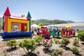 Fun house with train rain